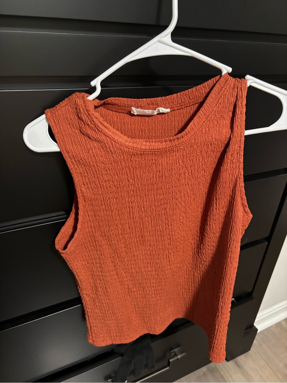 Double Zero Textured Rust Orange Sleeveless Tank and Pant Set